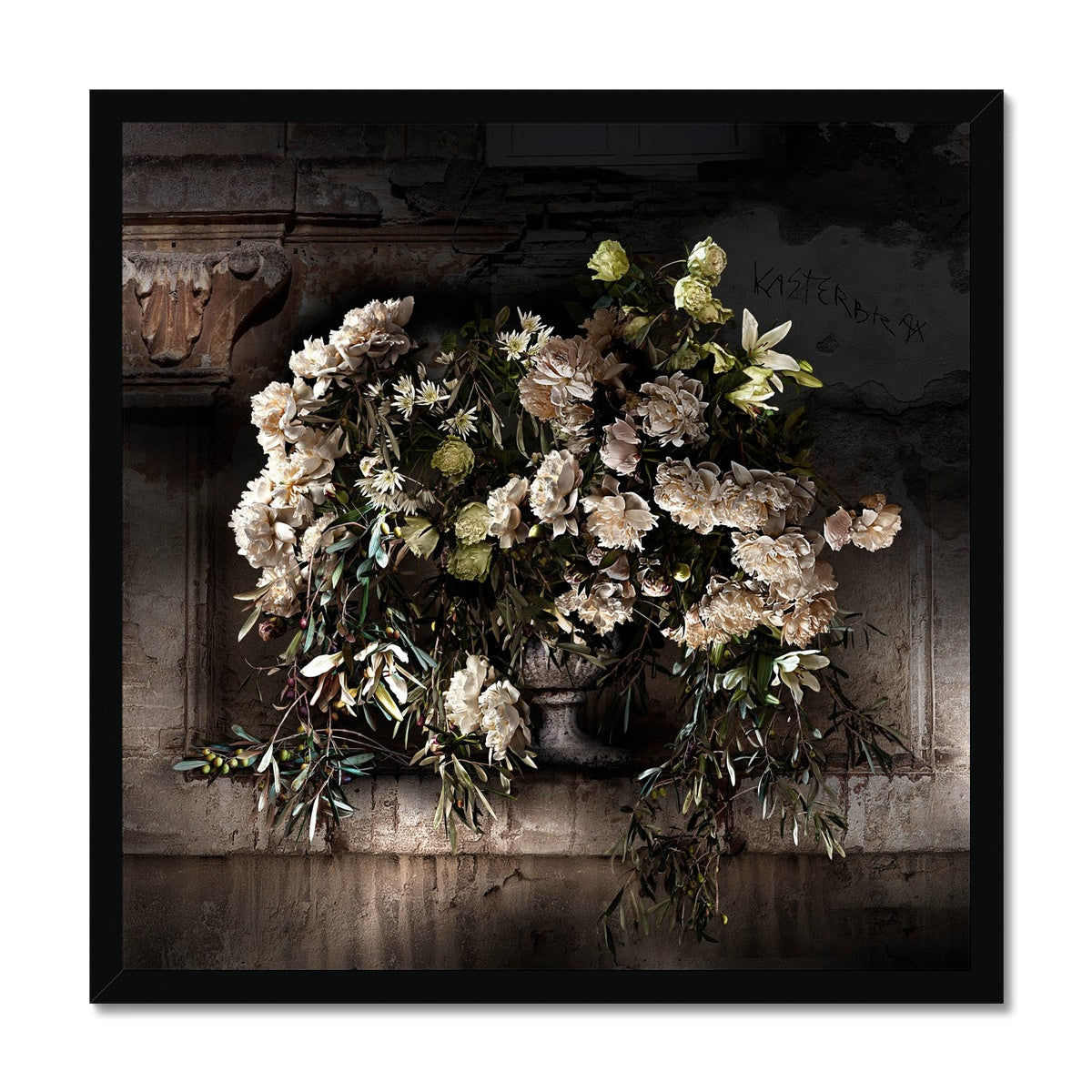 Olives and Peony Framed Art Print