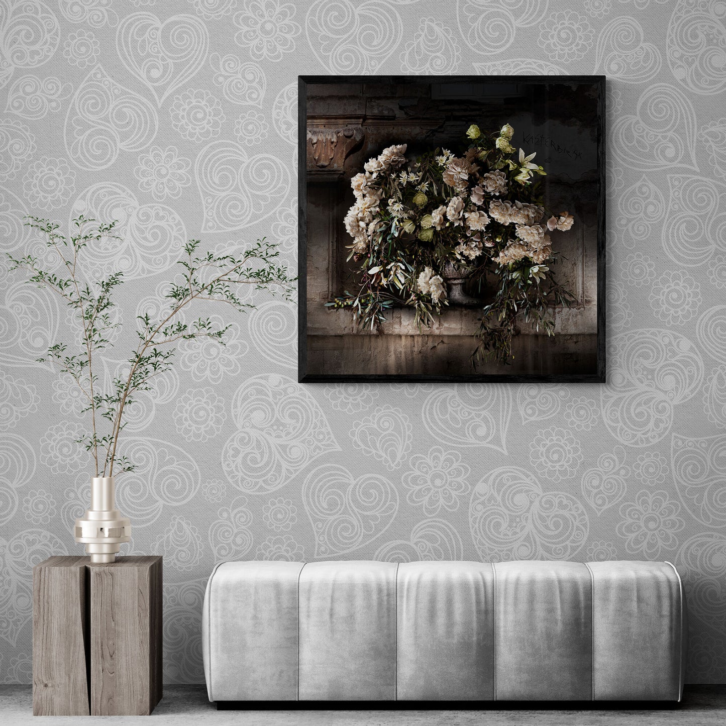 Olives and Peony Framed Art Print